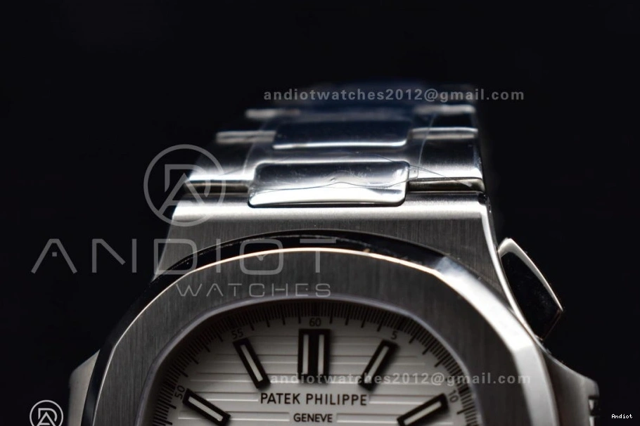 Nautilus PPF Mod Stk A7750 Date Wht SS Chrono SS 5980 0316